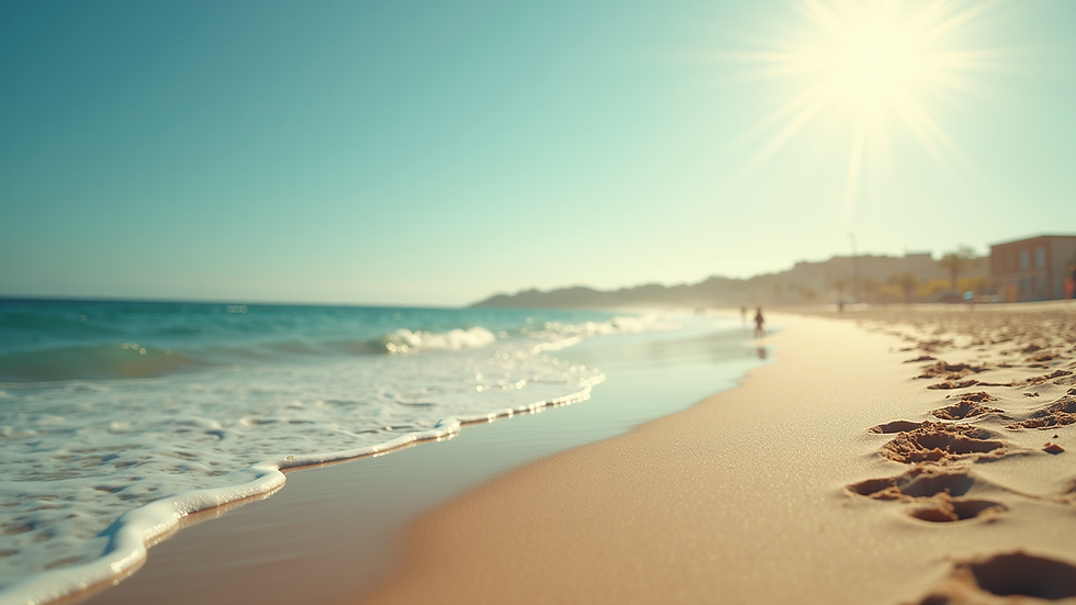 High angle view of sun-drenched beach