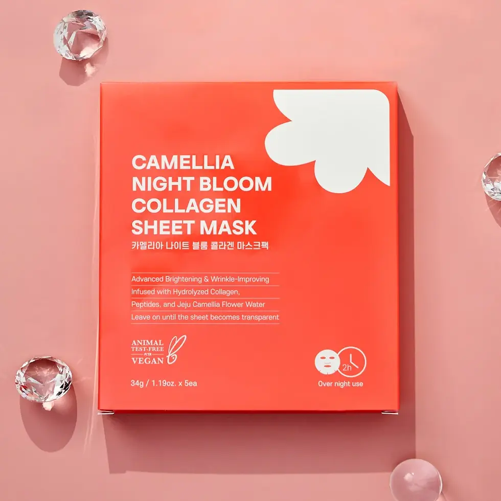 Jejuindi Camellia Night Bloom Collagen Sheet Mask — nourishing night mask.