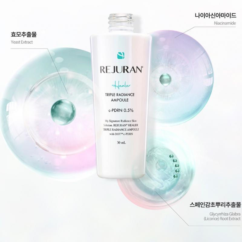 Thumbnail: REJURAN Triple Radiance Ampoule 30ml with DOT c-PDRN 0.5%, niacinamide, licorice, botanical extracts, and hyaluronic acid for