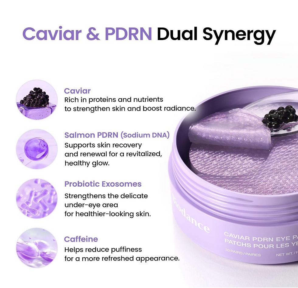 Alt Text Biodance Caviar PDRN Eye Patches for hydration, firming, brightening, and reducing the appearance of fine lines arou