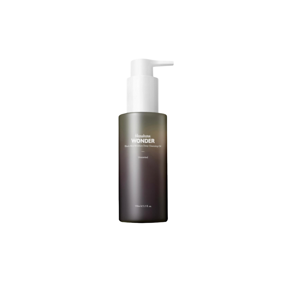 “Haruharu Wonder Black Rice Moisture Deep Cleansing Oil – vegan lightweight oil cleanser with rice bran and natural oils.