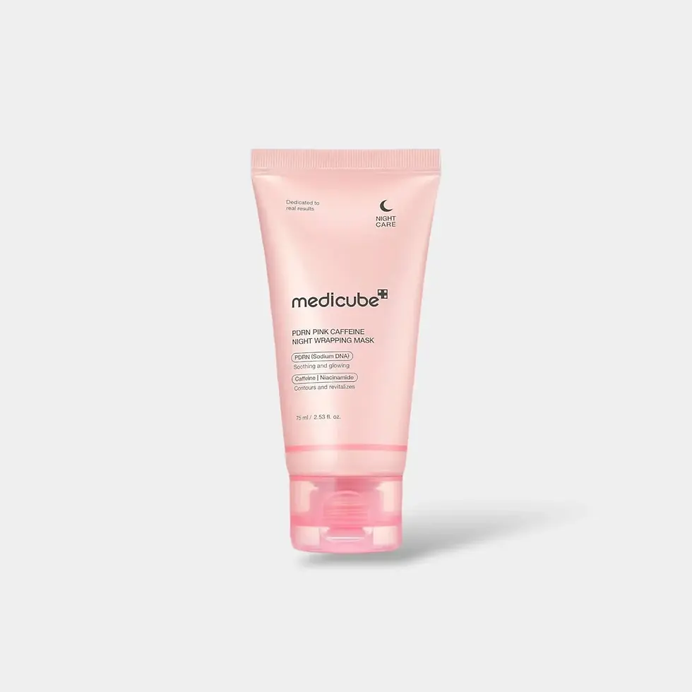 Medicube PDRN pink caffeine overnight peel-off mask.