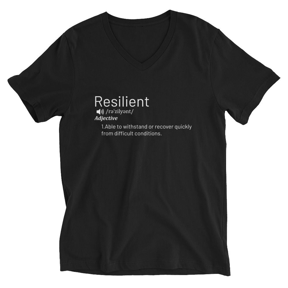 Resilient Short Sleeve V-Neck Unisex T-Shirt- White