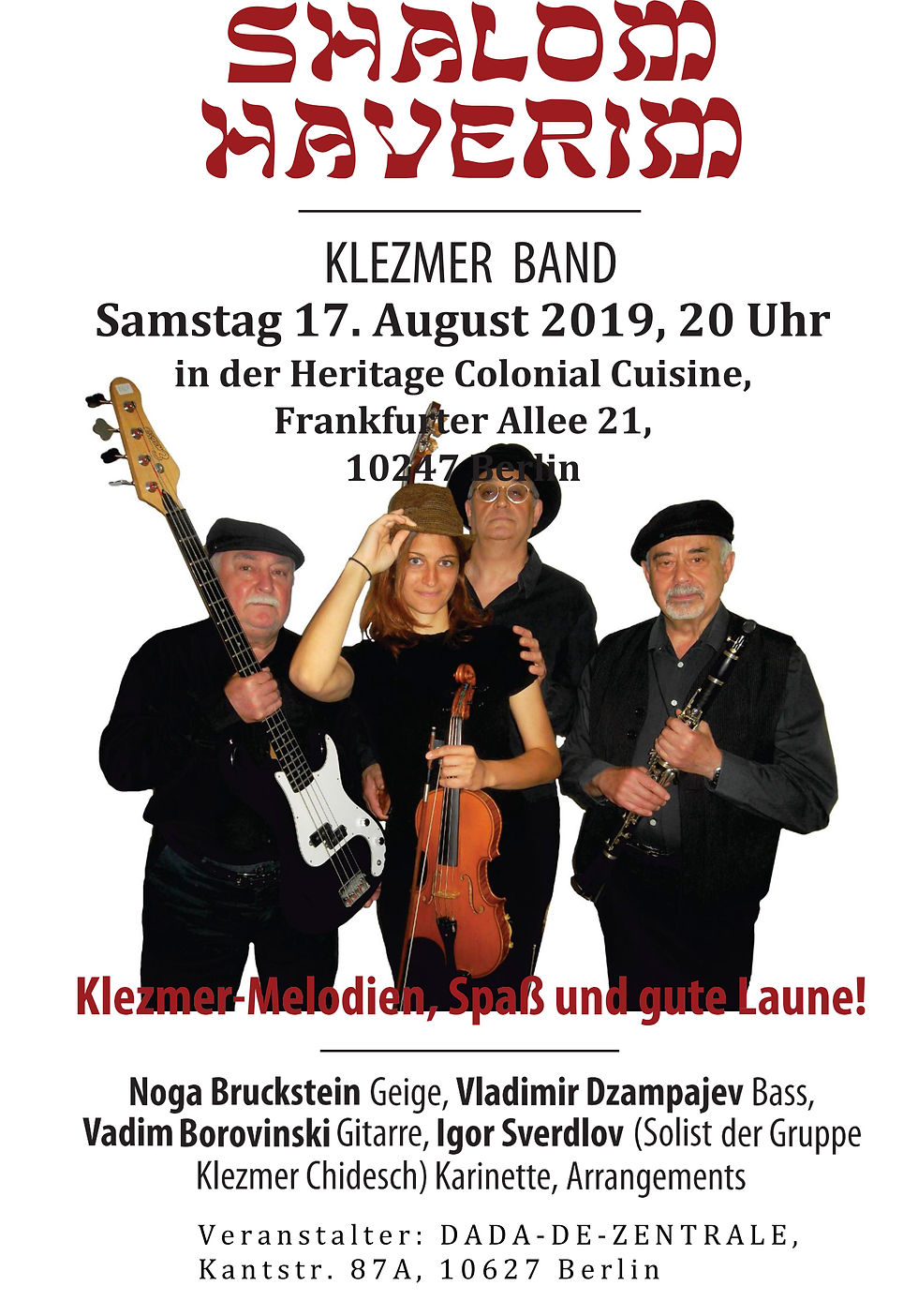 Klezmer-Quartett SHALOM HAVERIM in NEUER location!