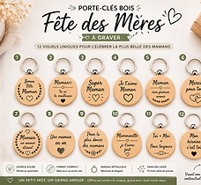Porte-clés bois gravé – Spécial Fête des Mères