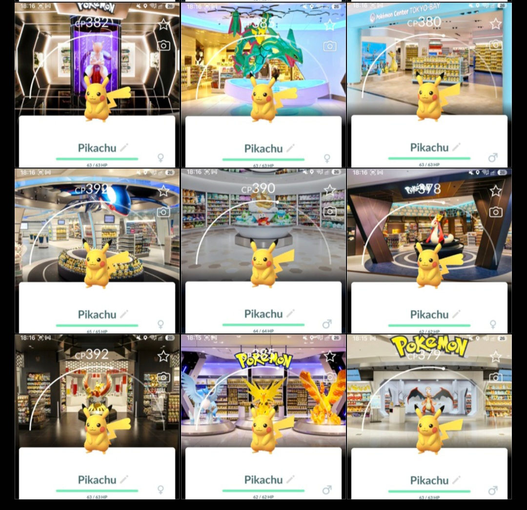 ❤️Pokemon Pokemon Center Stamp Rally ✔ 18x Pikachu's with Different Backgrounds