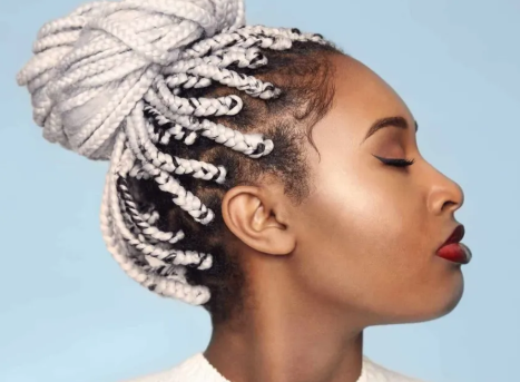 Close-up view of a beautifully braided hairstyle