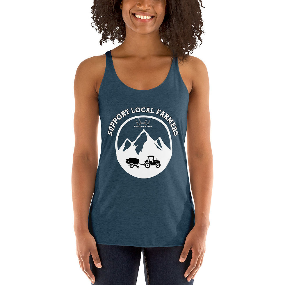 Thumbnail: Support Local Farmers Women's Racerback Tank_Dark Colors