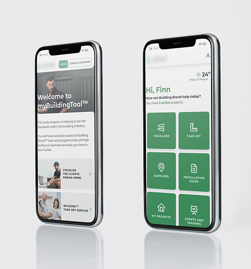 Mockup of screens showing the landing page and user dashboard with tools