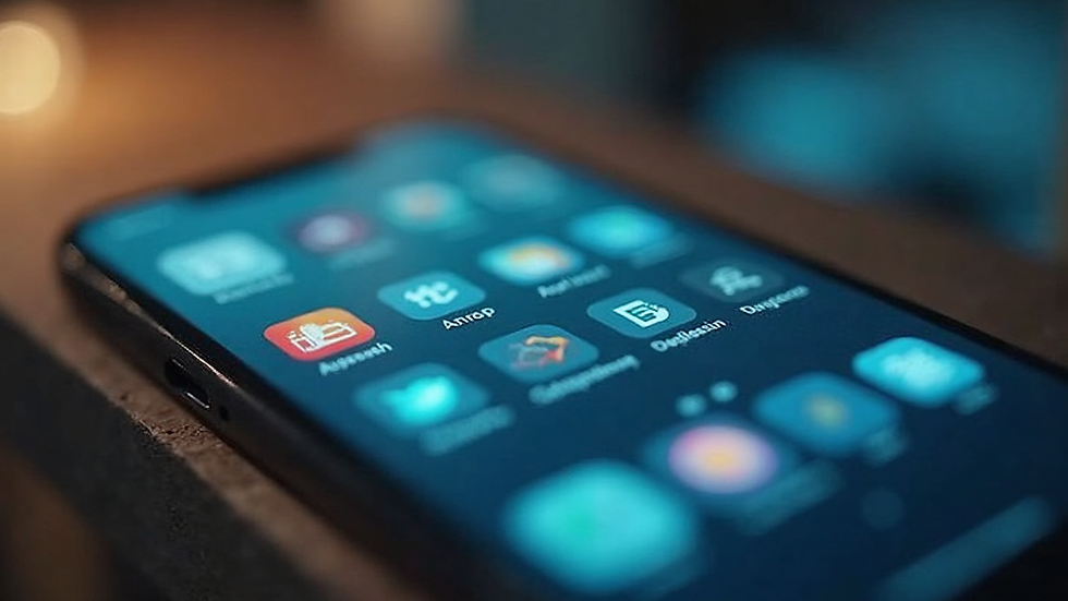 Close-up view of a smartphone displaying various innovative apps