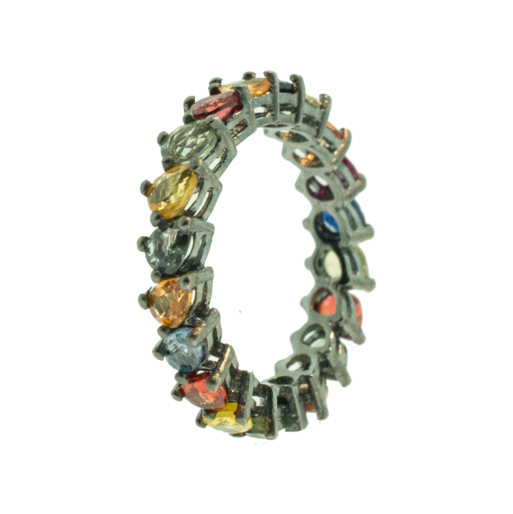 PITCHBLACK MULTICOLORED SAPPHIRE ETERNITY BAND