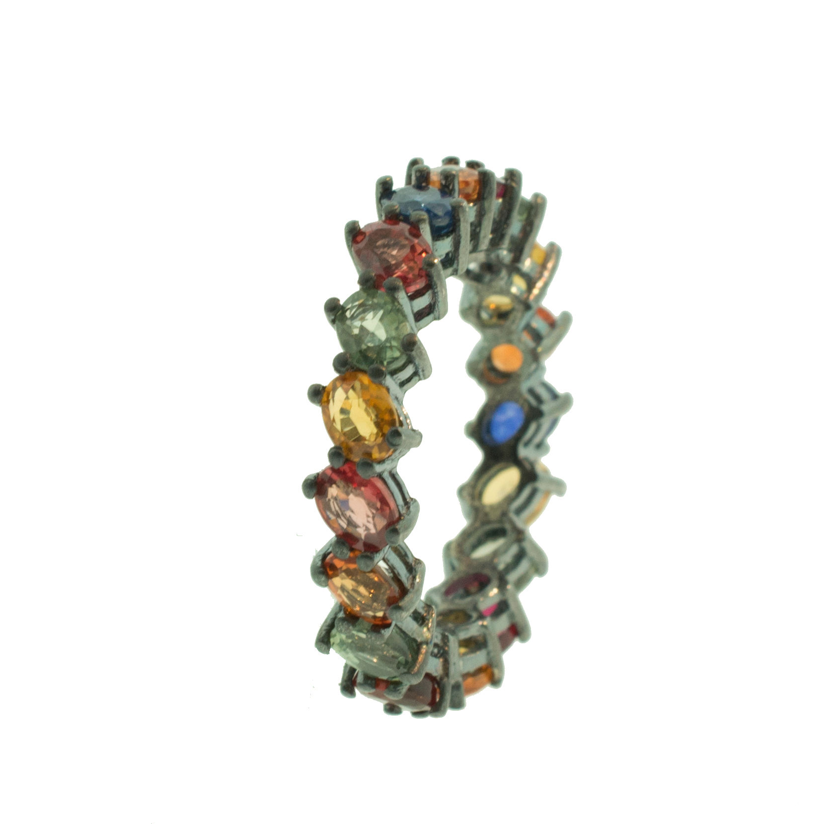 PITCHBLACK MULTICOLORED SAPPHIRE ETERNITY BAND