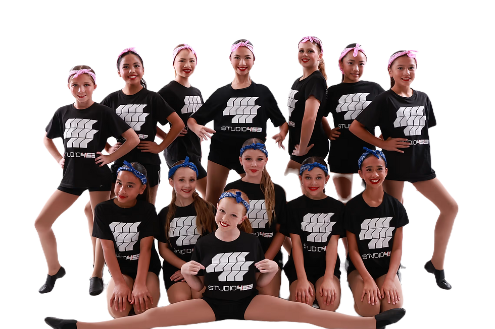 Student demonstrating Studio 453 dance uniform and class attire requirements.