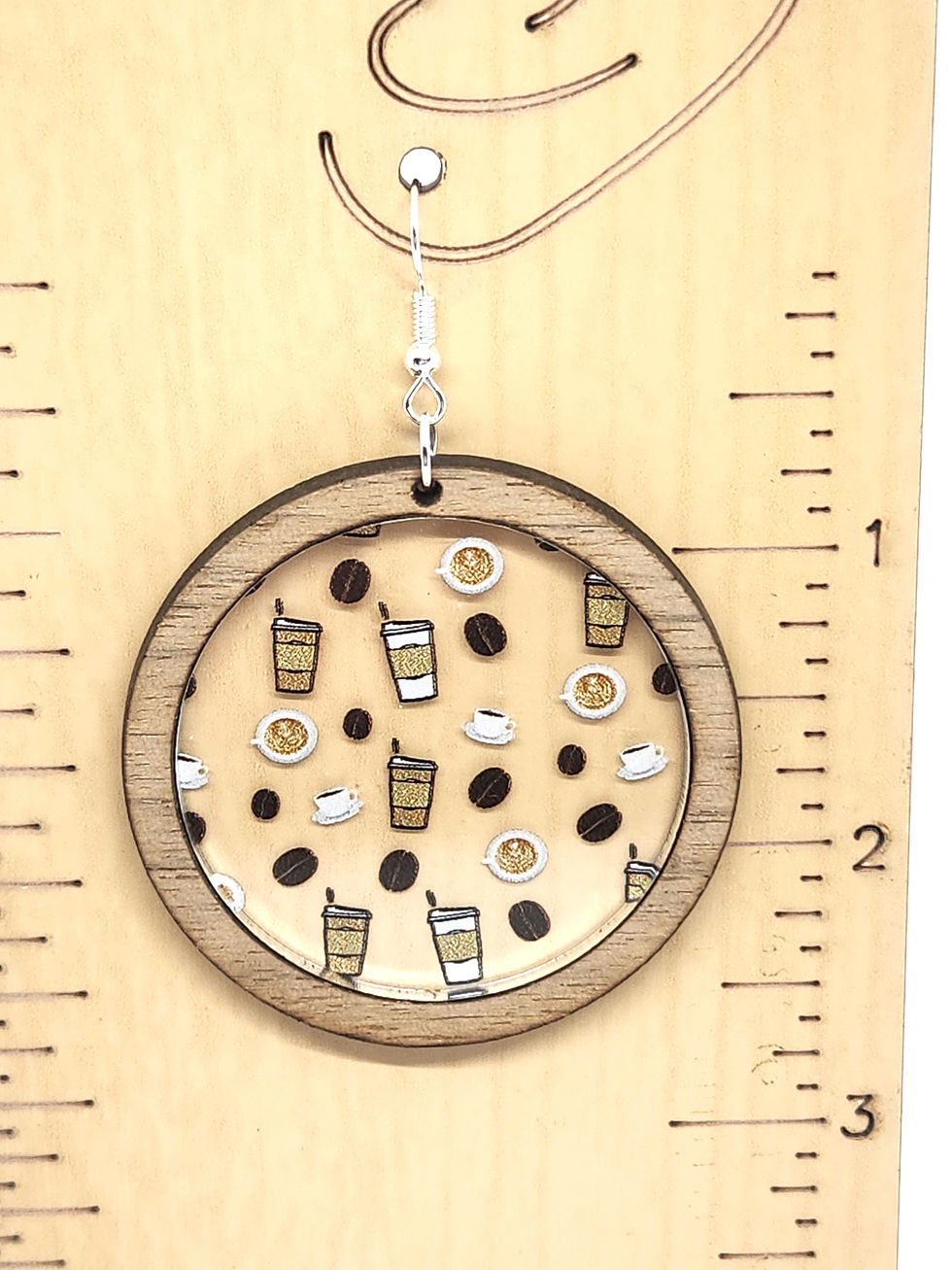 Thumbnail: Coffee Inlay Earrings (Choose Size & Hardware)