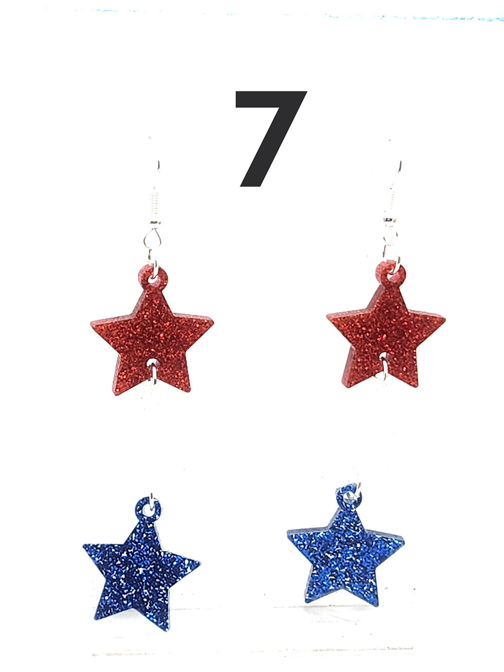 Thumbnail: Patriotic Star Dangle Earrings (Choose Color Combination and Hardware)