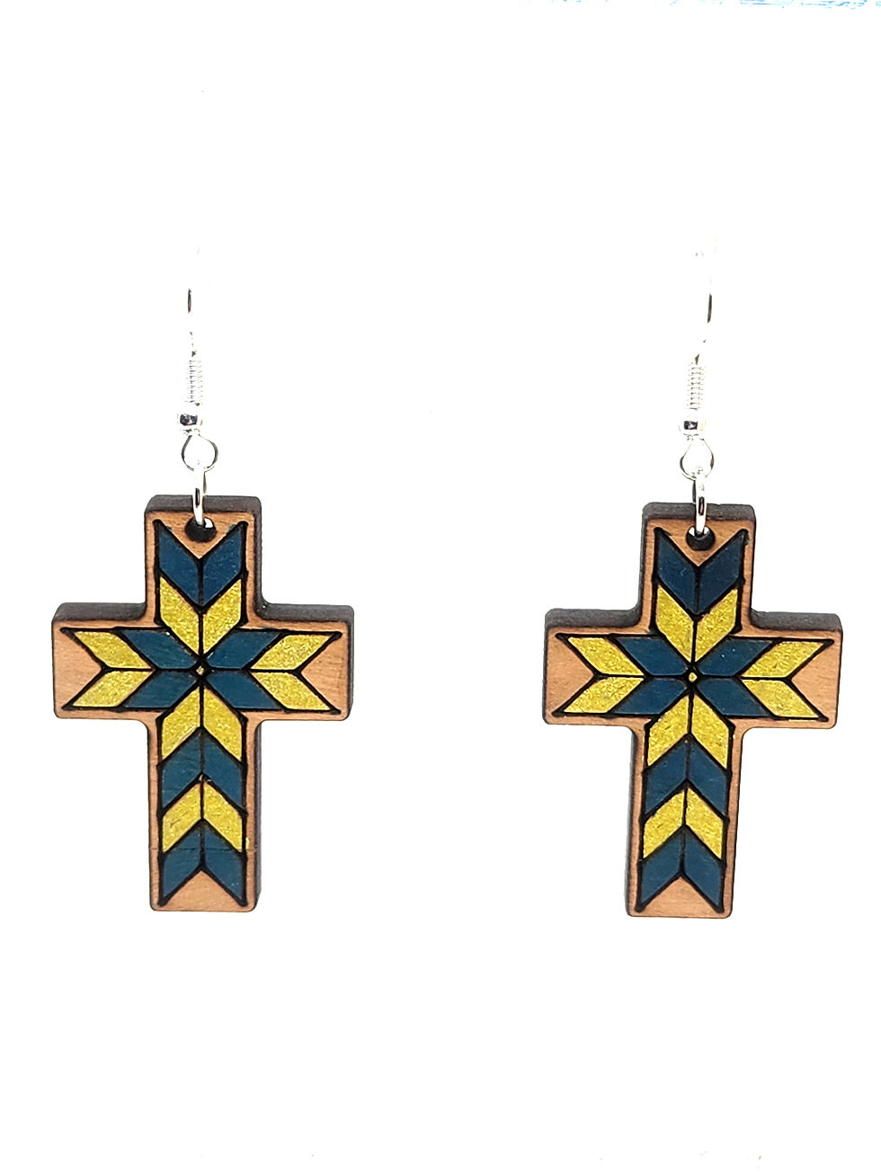 Thumbnail: Barn Quilt Cross Earrings