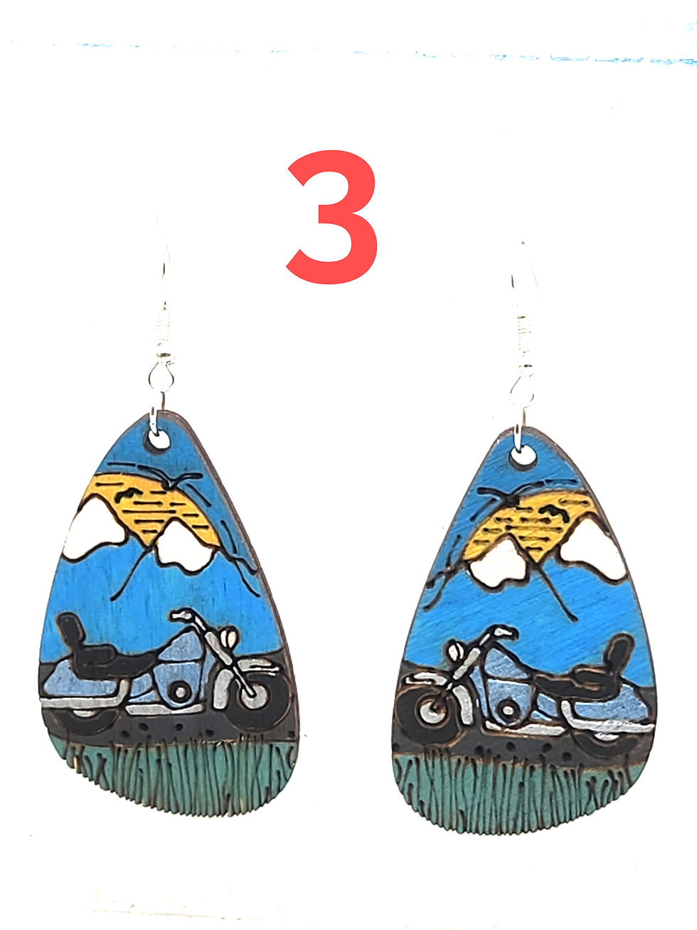 Thumbnail: Motorcycle Earrings (Choose Hardware & Color)