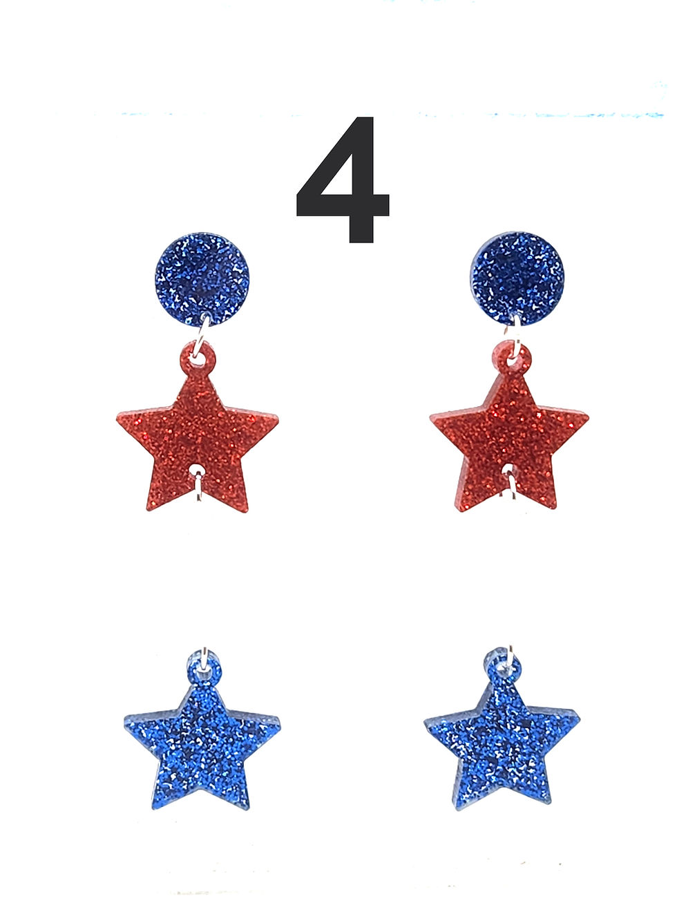 Thumbnail: Patriotic Star Dangle Earrings (Choose Color Combination and Hardware)