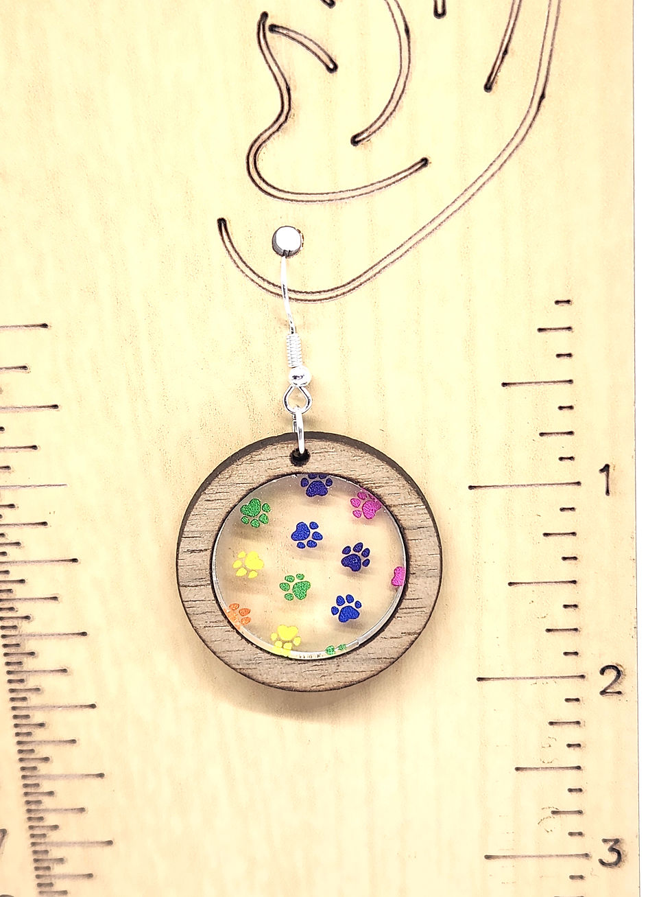 Thumbnail: Pawprint Inlay Earrings (Choose Hardware)