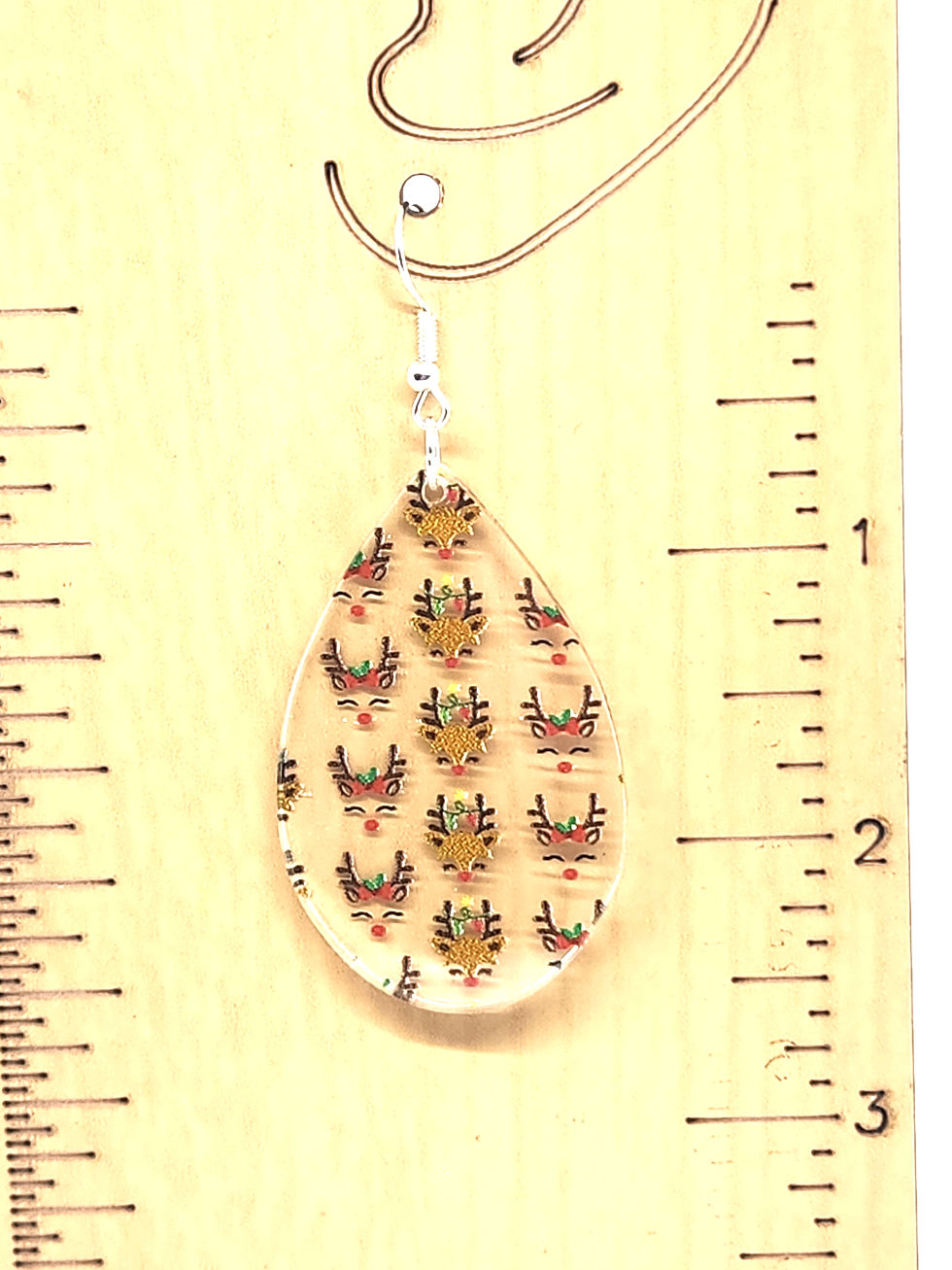 Thumbnail: Reindeer Pattern Teardrops (Choose Hardware)
