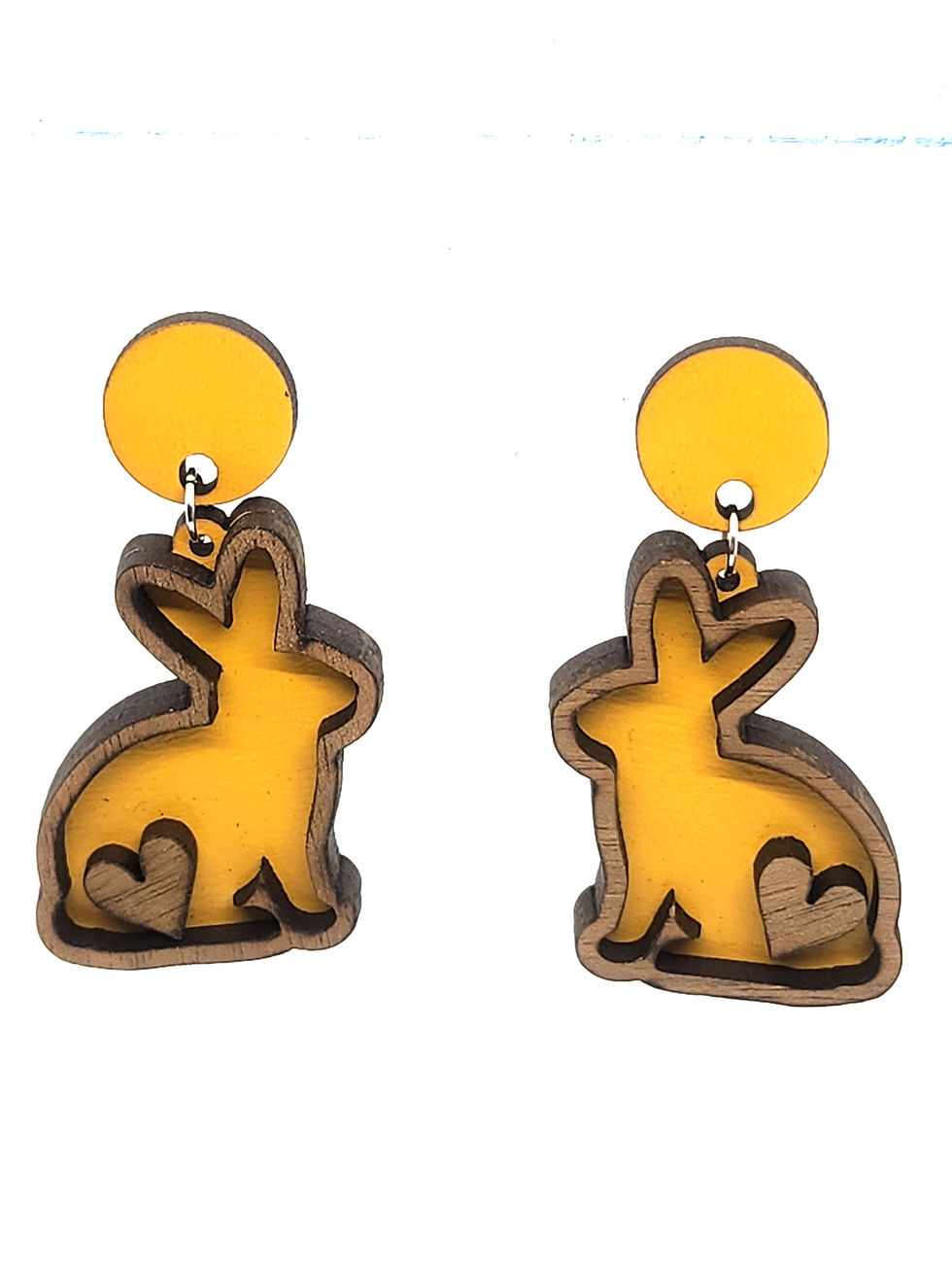 Thumbnail: Bunnies With Wood Outline and Heart (Choose Color)