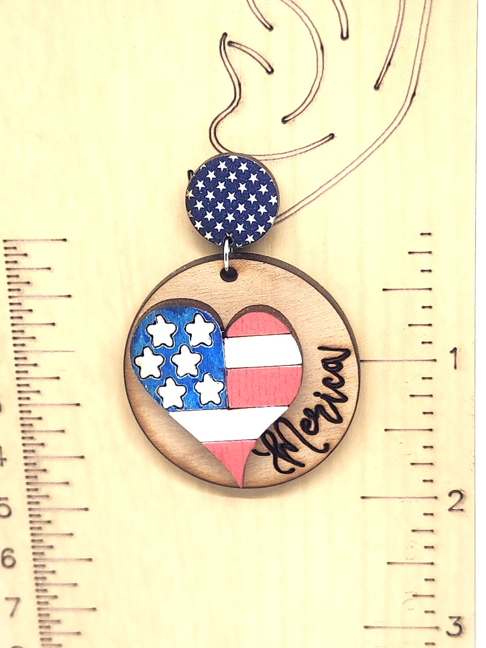 Thumbnail: Patriotic America Heart Earrings (Choose Hardware)