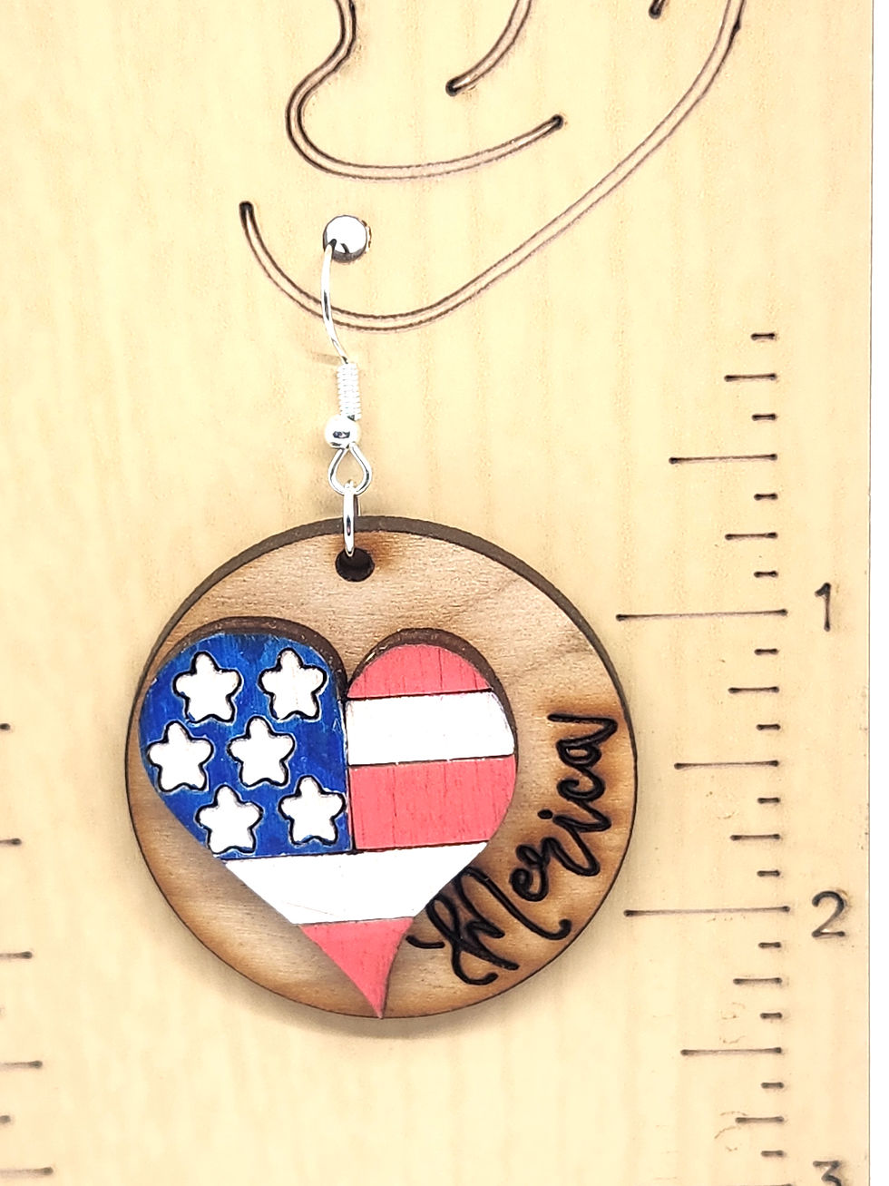 Thumbnail: Patriotic America Heart Earrings (Choose Hardware)