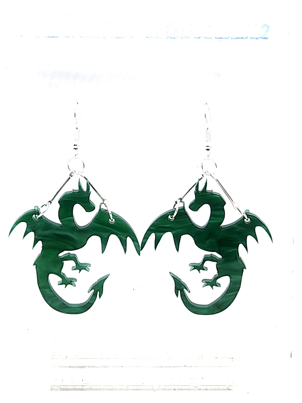 Thumbnail: Green dragon Earring & Necklace Set (Or separate pieces, choose hardware)
