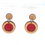 Thumbnail: Red Round Inlay Earrings (Choose Hardware & Wood)