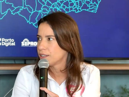Em sabatina no Porto Digital, Raquel Lyra aponta erros do passado e defende crescimento no futuro