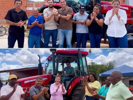 Socorro e Raimundo Pimentel entregam tratores no Sertão do Araripe e São Francisco