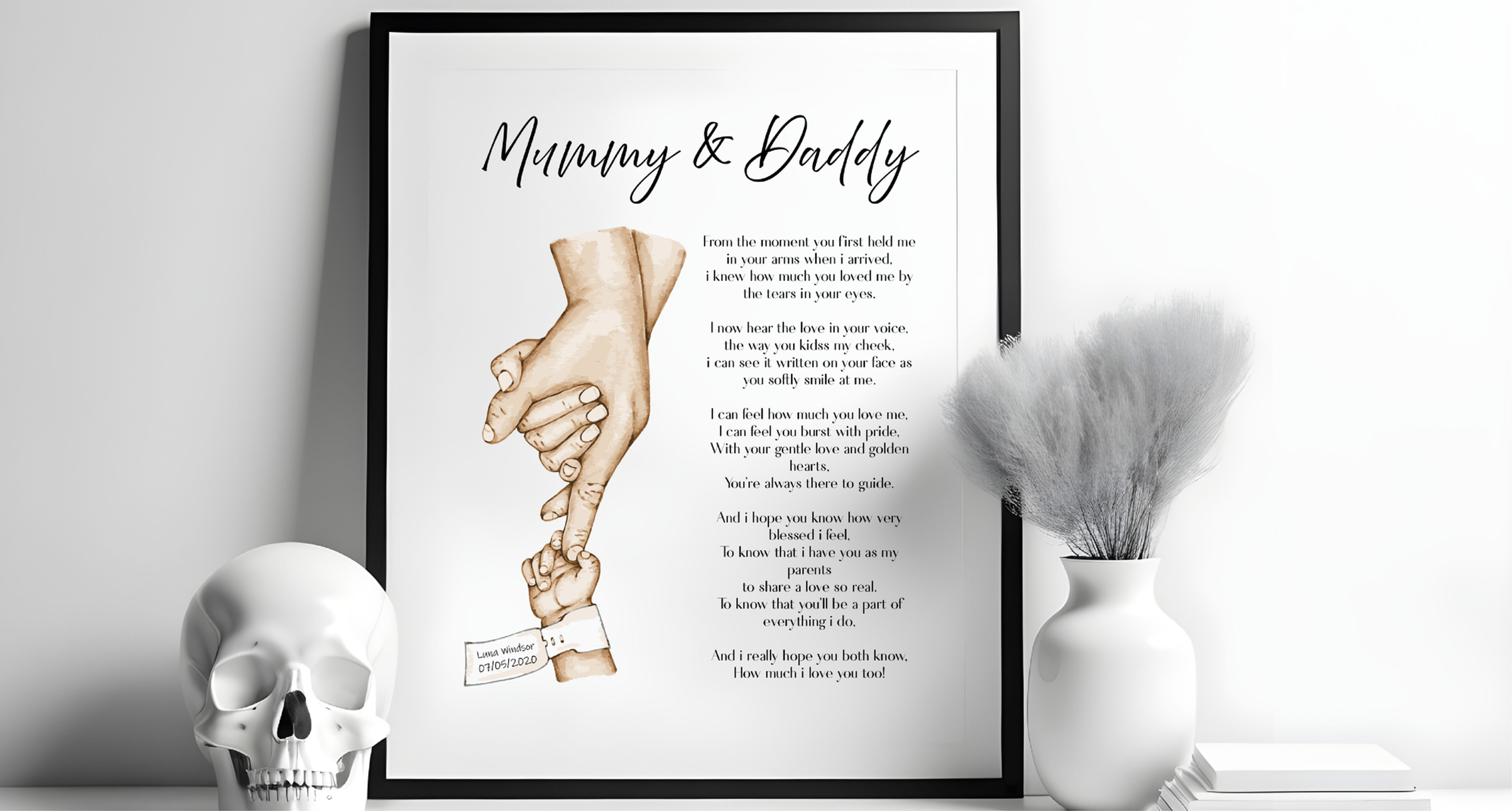 Personalised Mummy and Daddy new born print A4, A5 or A3