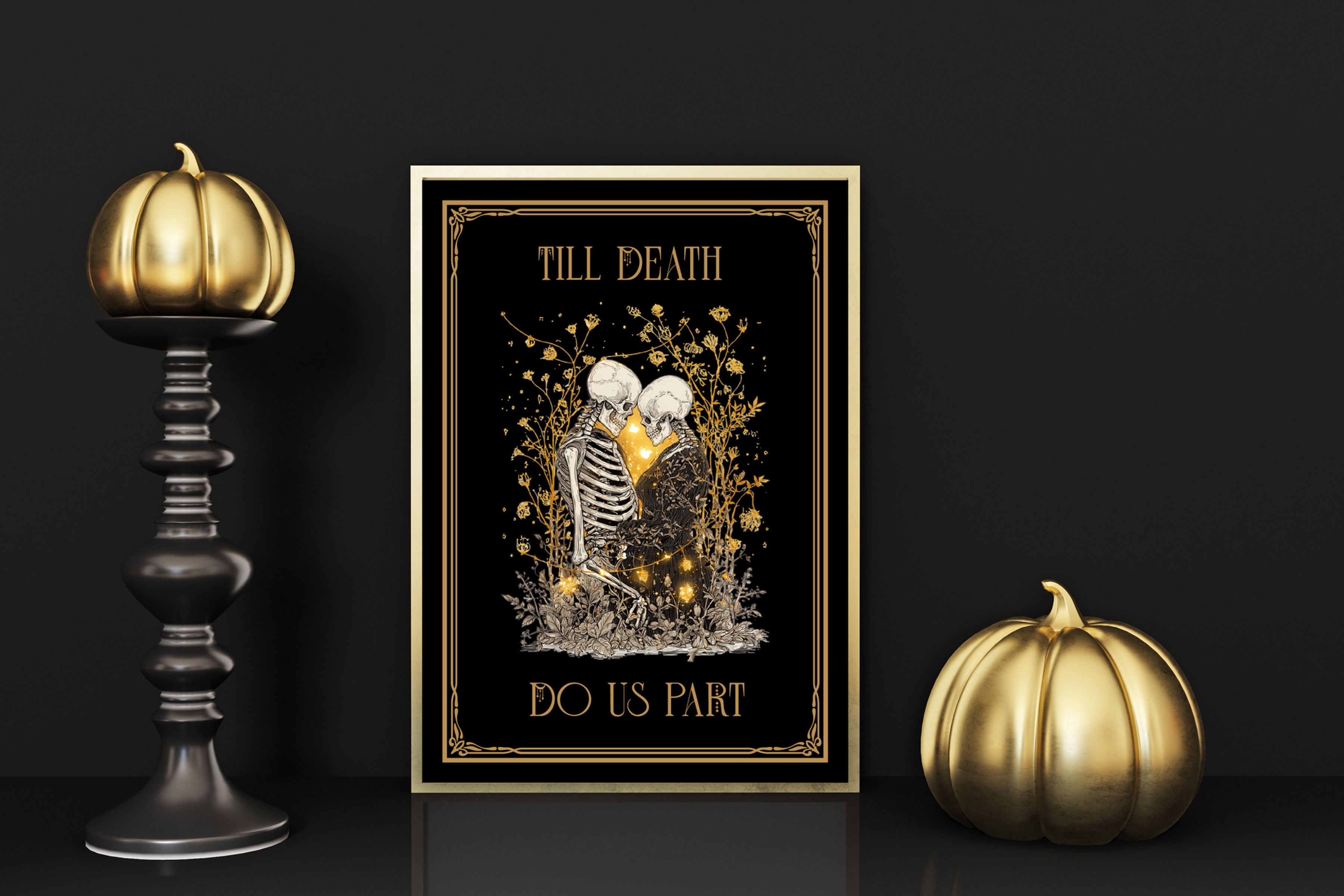 Till death do us part floral gothic Print A4, A5, A3 PRINT ONLY