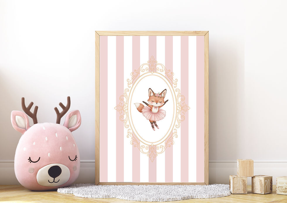 Thumbnail: 1x pastel ballerina animals children's nursery print A4, A5 or A3