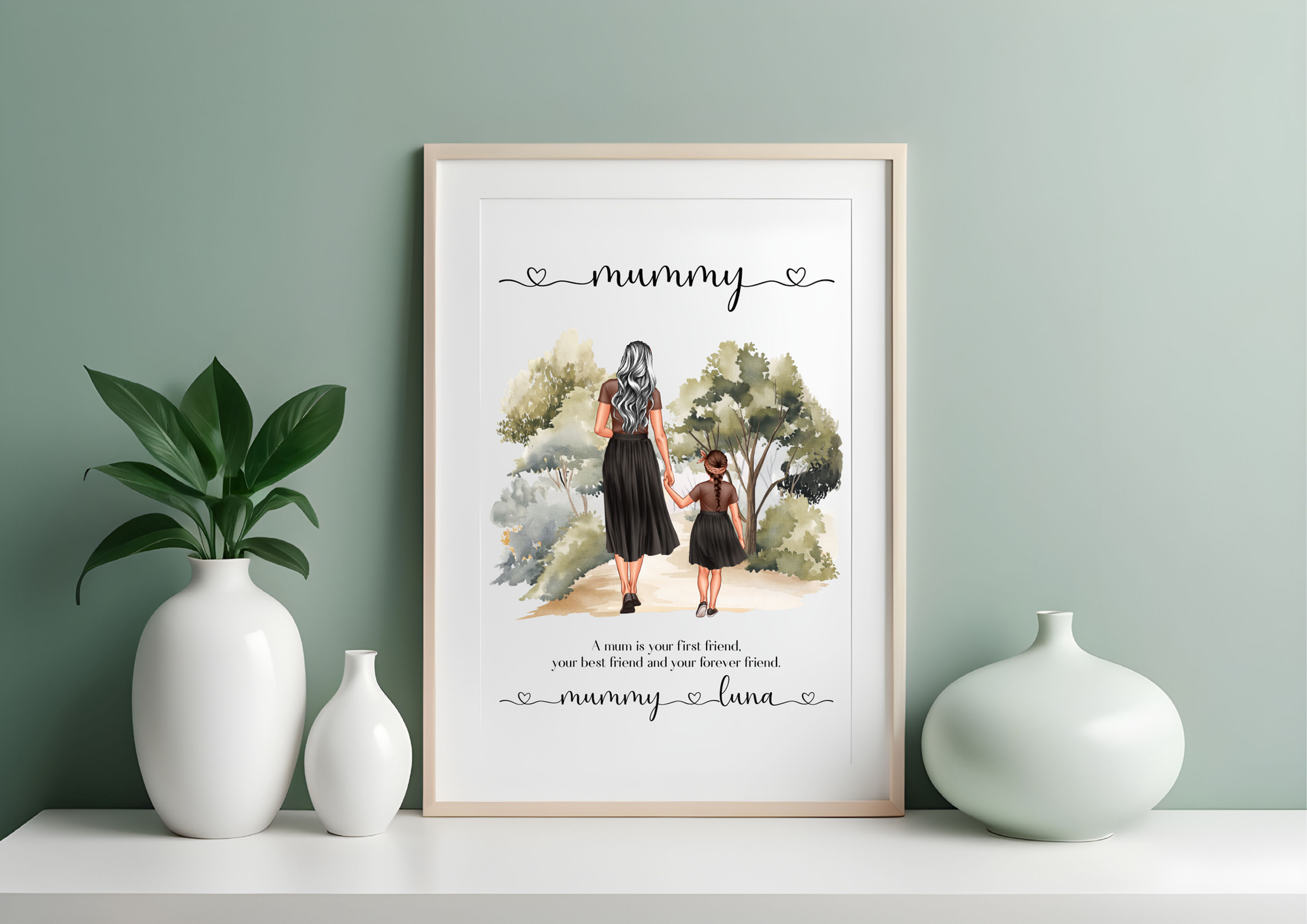 Mummy Personalised illustration print A4, A5 or A3