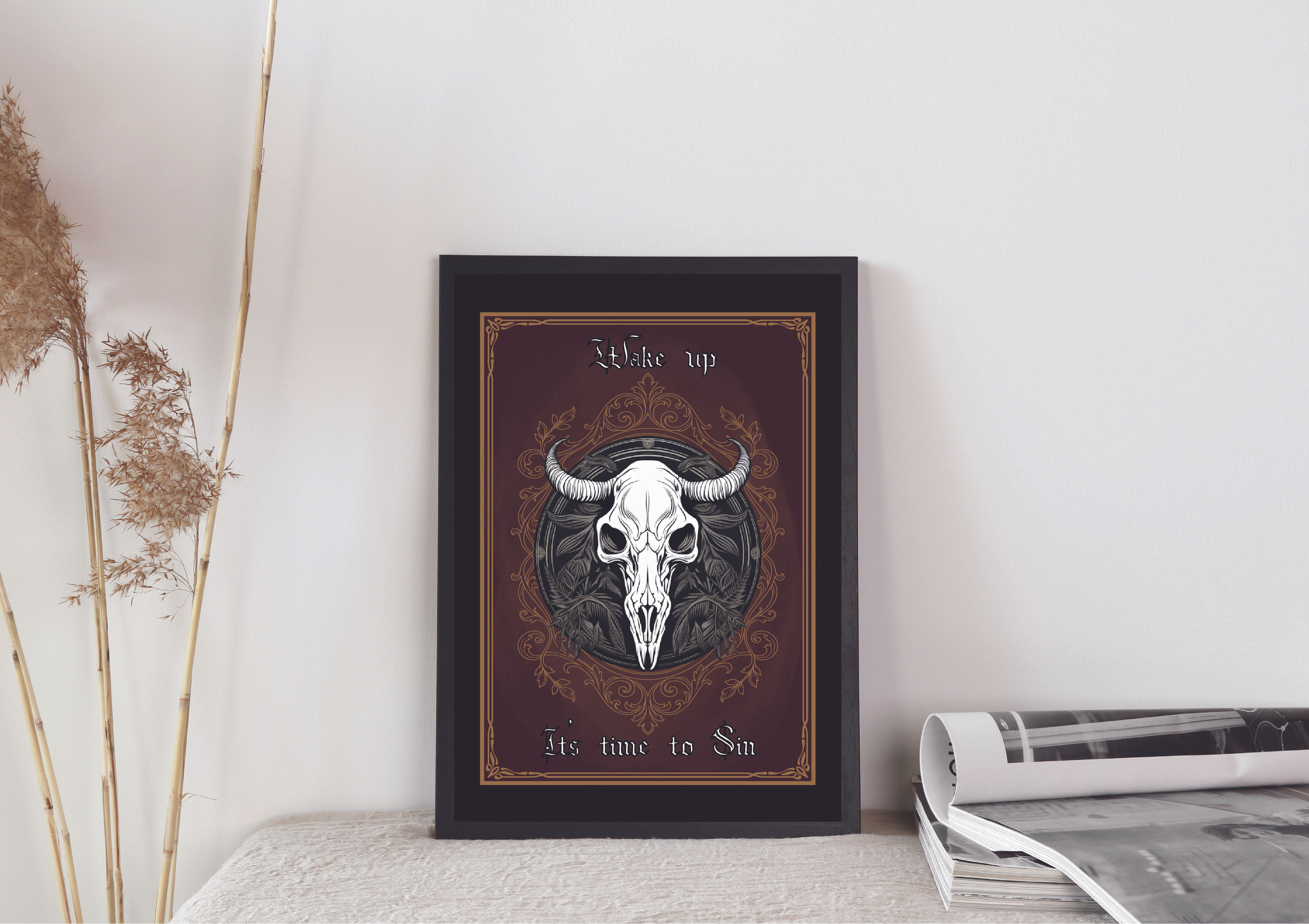 Wake up it's time to sin Gothic Skull Print A4, A5, A3
