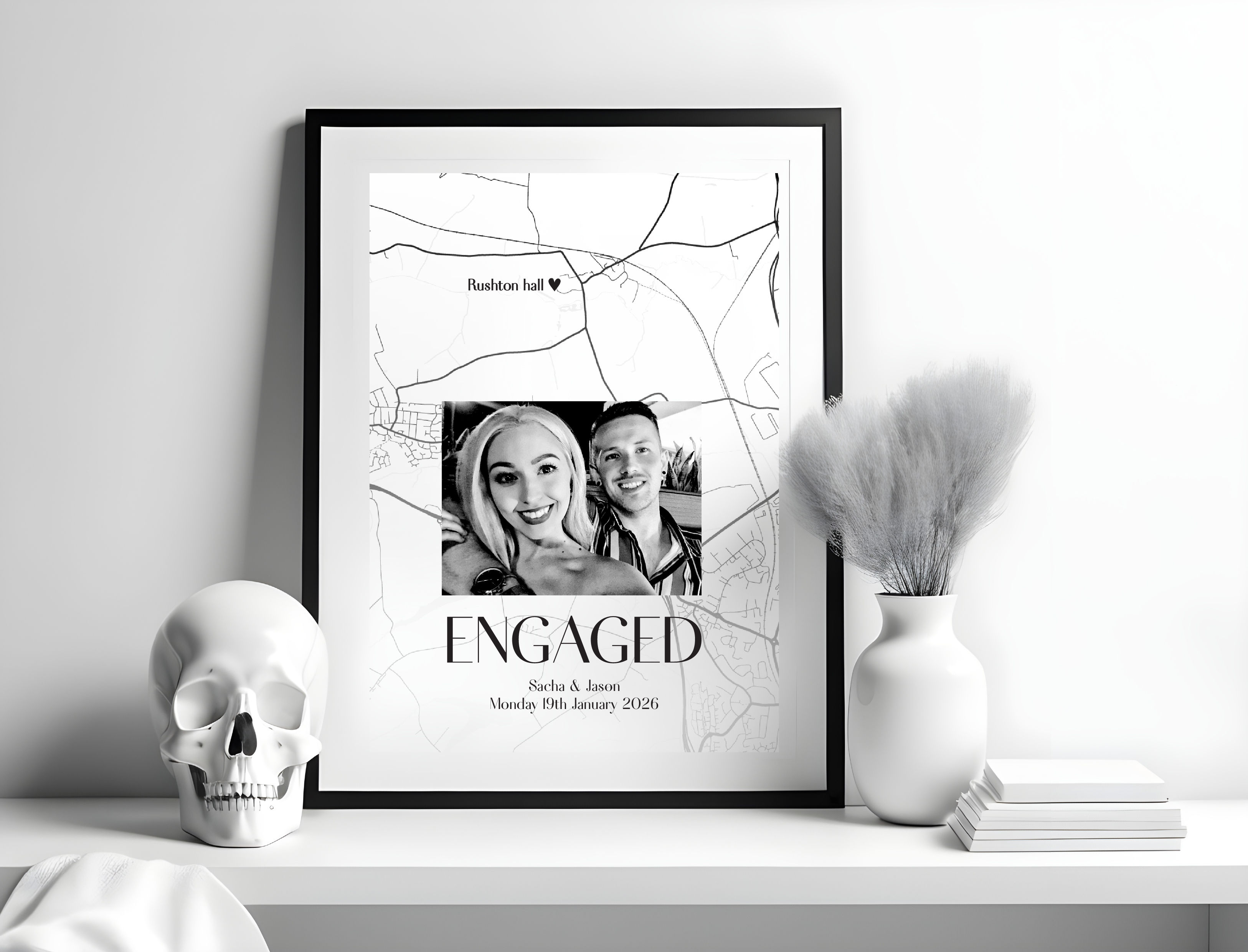 Personalised Map location Engagement Print A4, A5 or A3