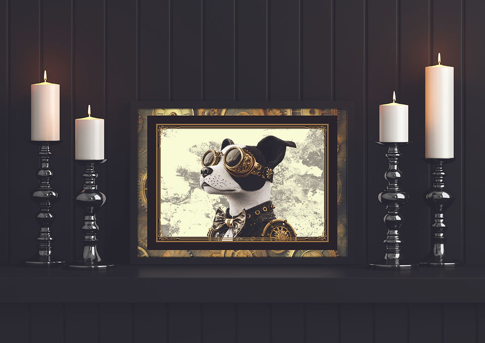 Thumbnail: A choice of 1x gothic steampunk skulls and steampunk animals A5, A4 or A3
