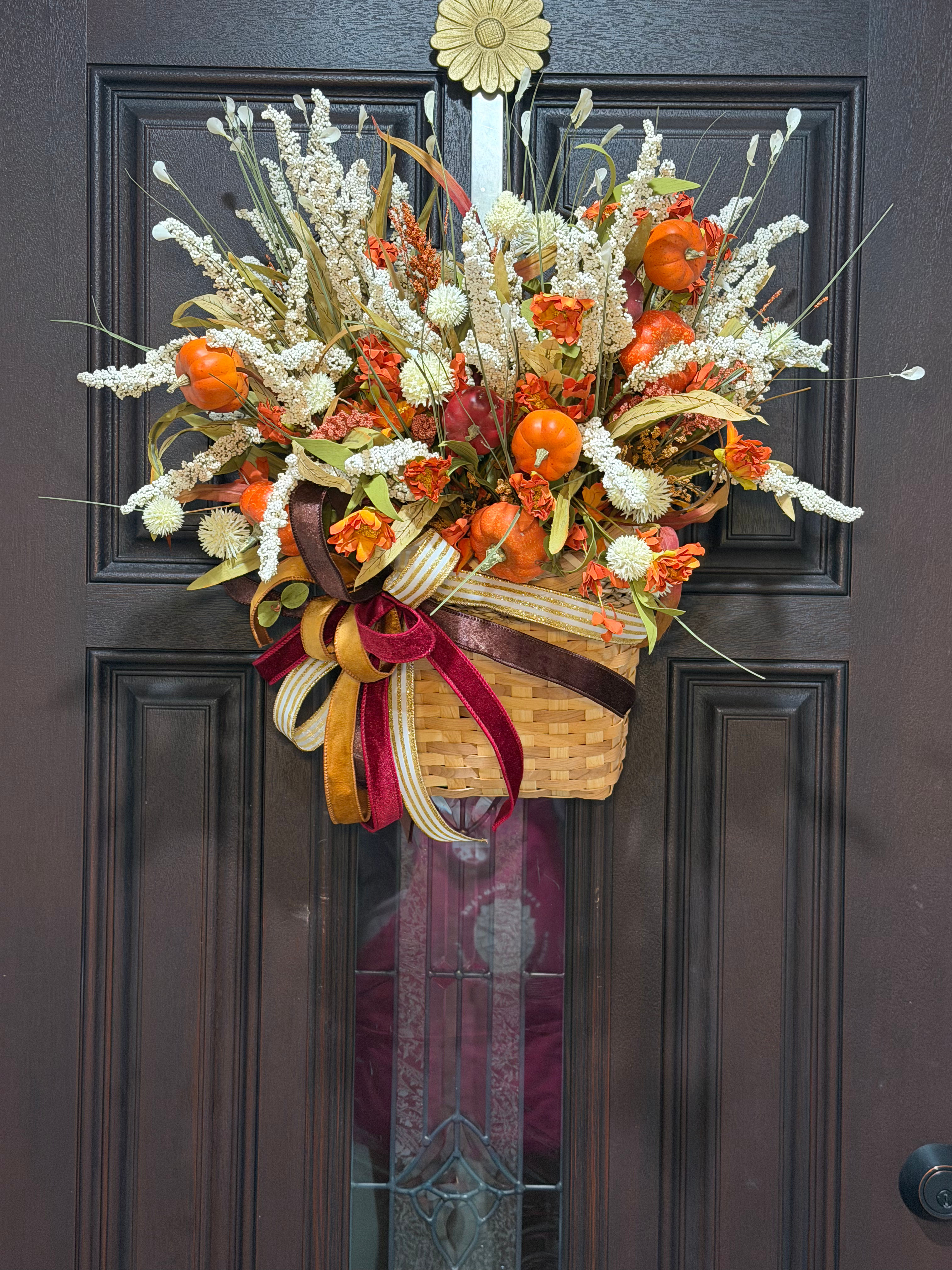 Autumn Pumpkin Hanging Basket Arrangement