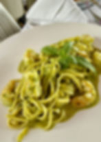 Linguini Pesto and shrimp