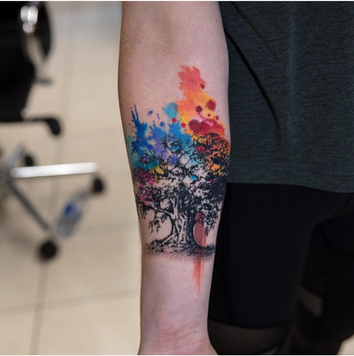 water color tattoo (tree)