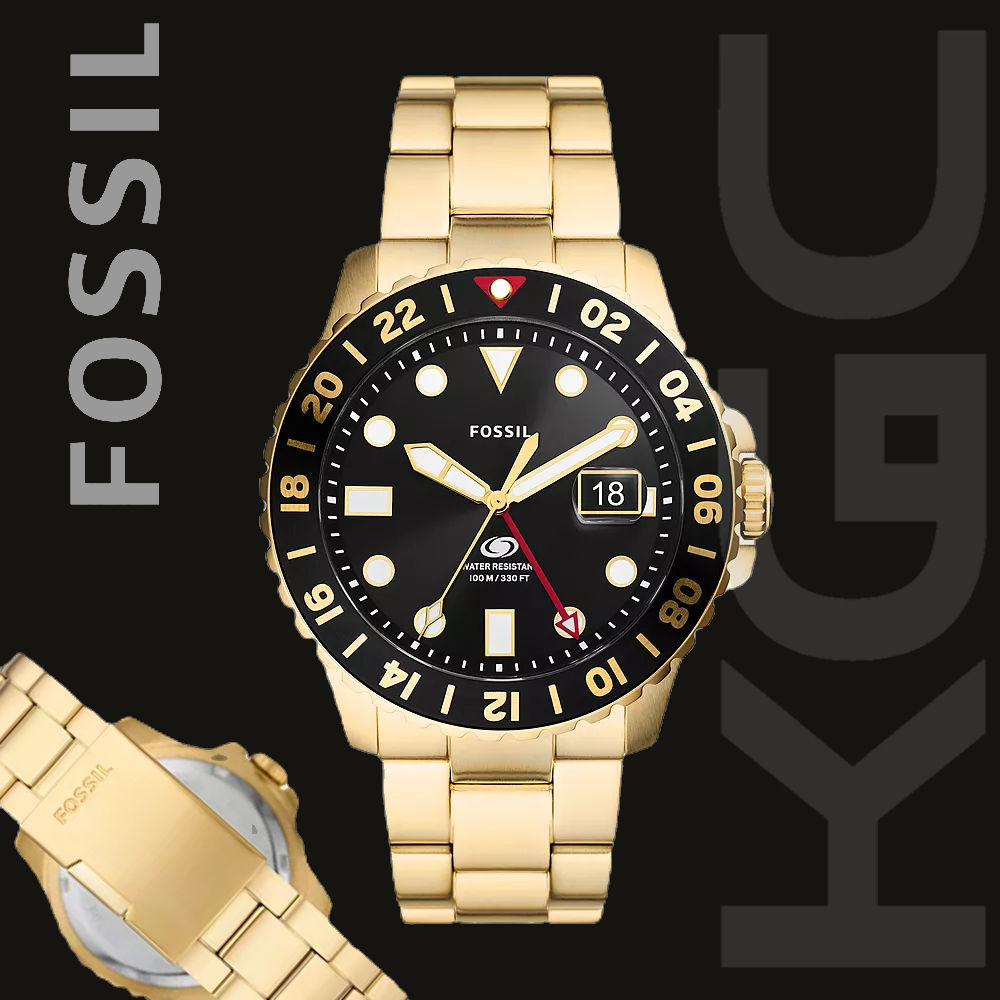 Fossil Blue GMT Gold-Tone Stainless Steel