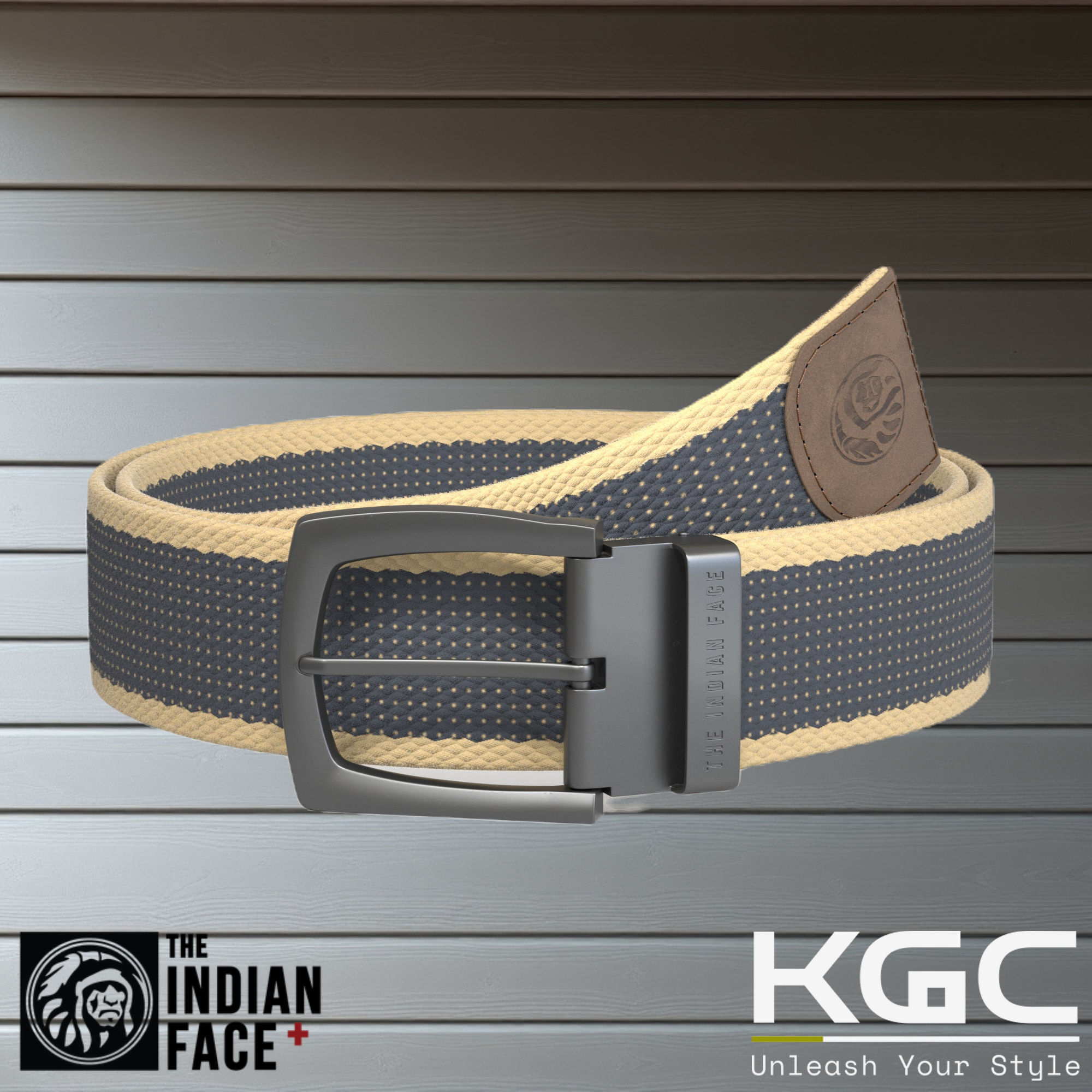 The Indian Face® Grove Beige / Blue Buckle Belt