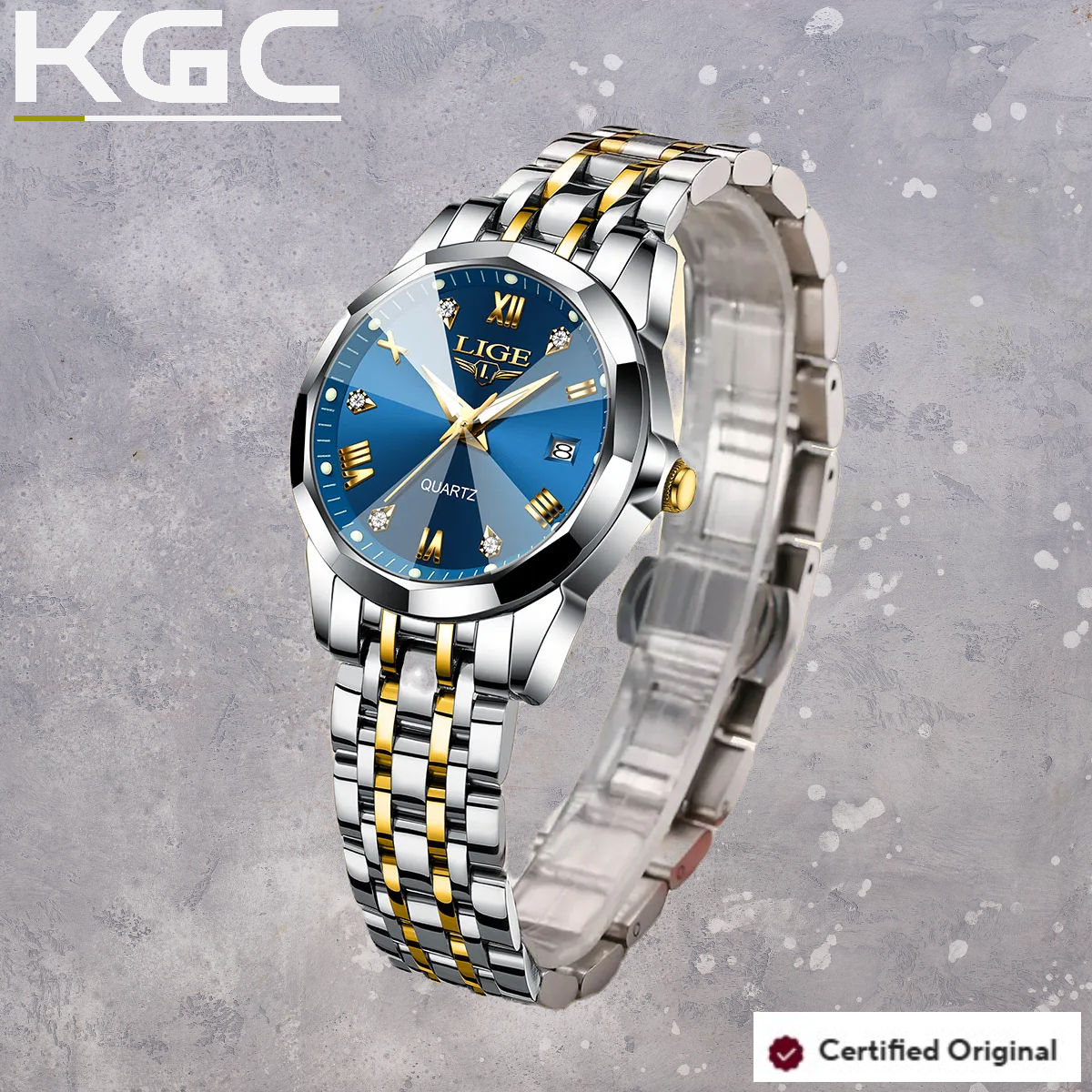 LIGE Elegant Stainless Steel Quartz Watch