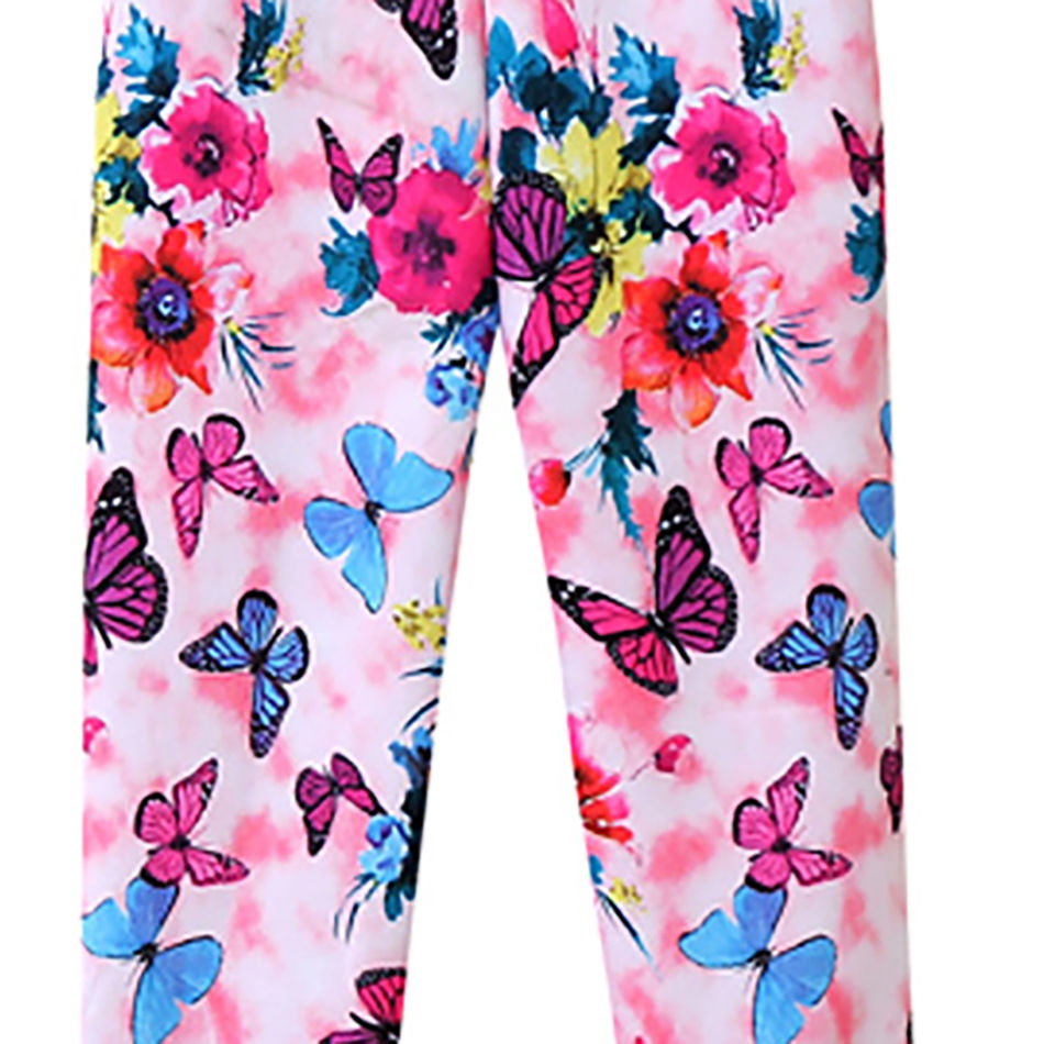 Thumbnail: Girls Warm Plush Long Pants for Autumn Spring Cartoon Butterfly Striped Soft Coz
