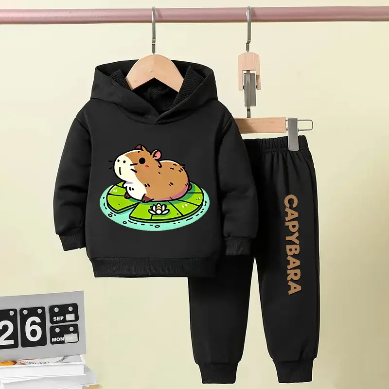 Thumbnail: Autumn Winter Capybara Capibara Children Hoodie + Pants Suit Suitable for Kid Ag