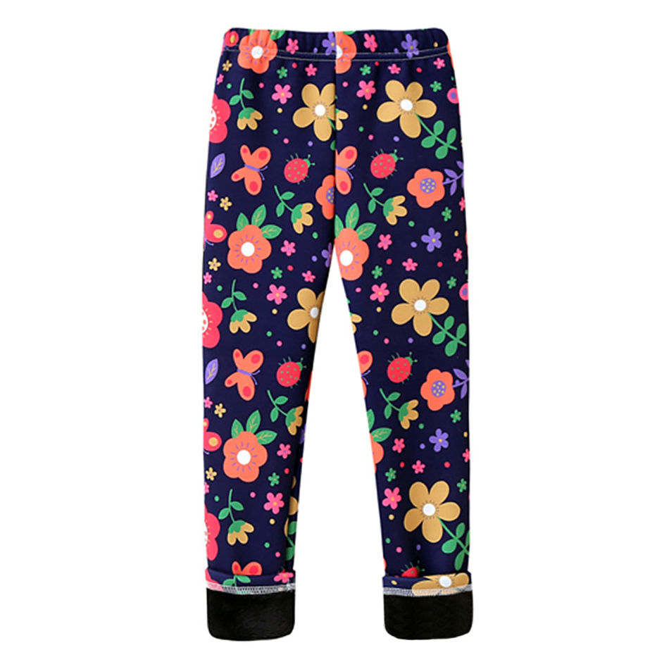 Thumbnail: Girls Warm Plush Long Pants for Autumn Spring Cartoon Butterfly Striped Soft Coz
