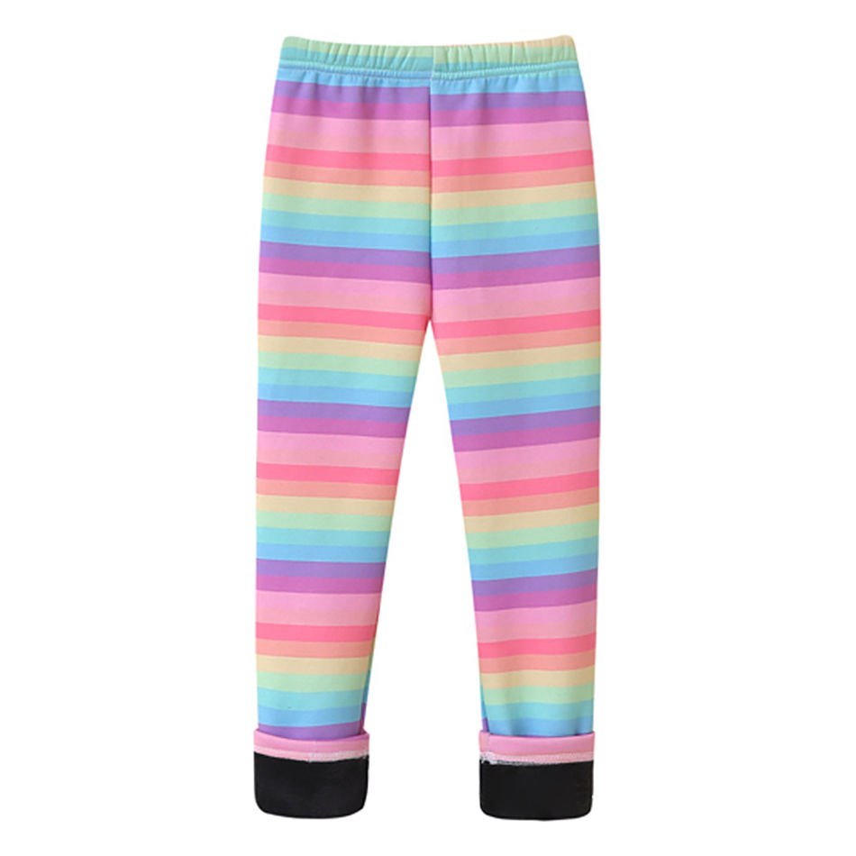 Thumbnail: Girls Warm Plush Long Pants for Autumn Spring Cartoon Butterfly Striped Soft Coz