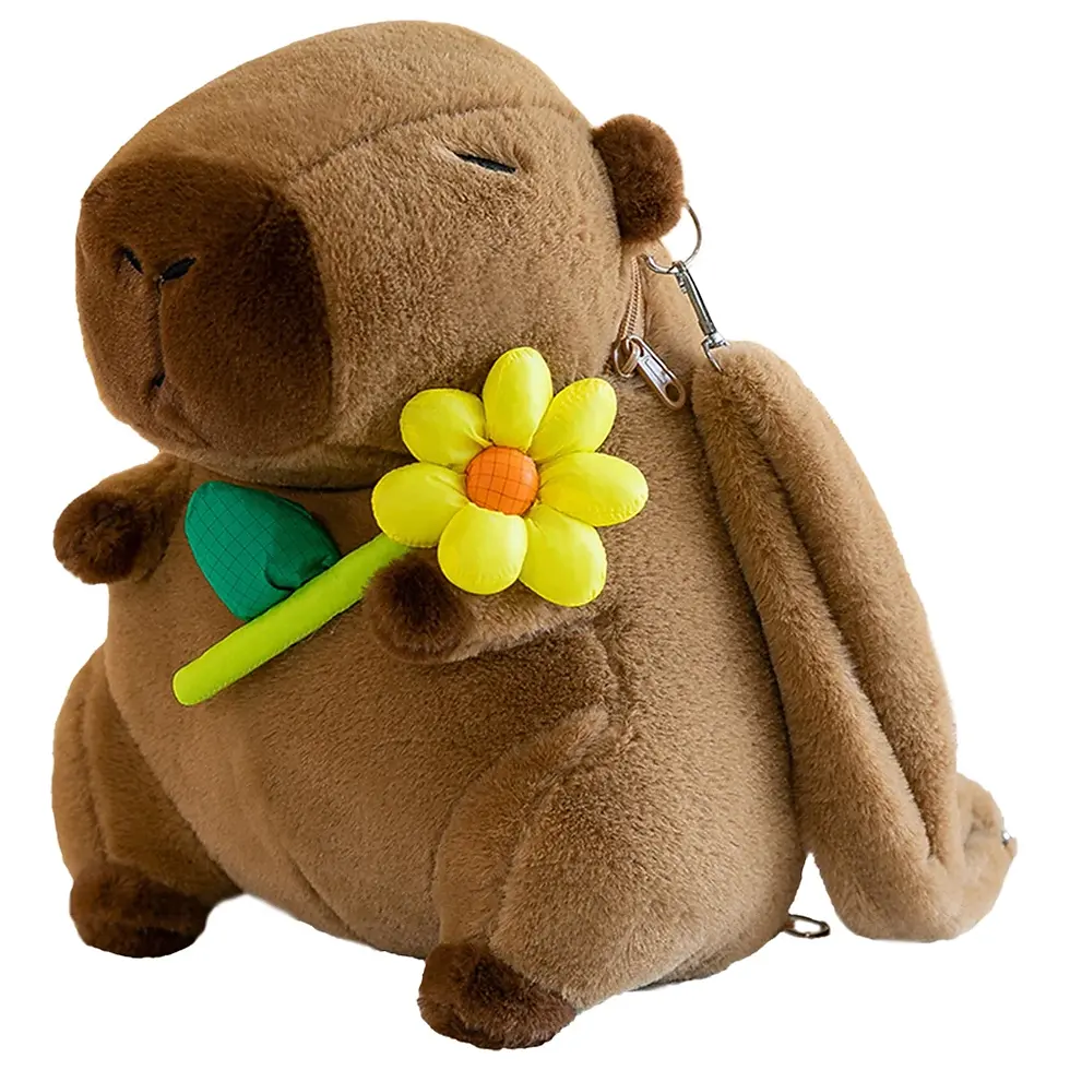 Thumbnail: Cute Capybara Plush Backpack Funny Cartoon Capybara Shoulder Bag Student Fur Bag