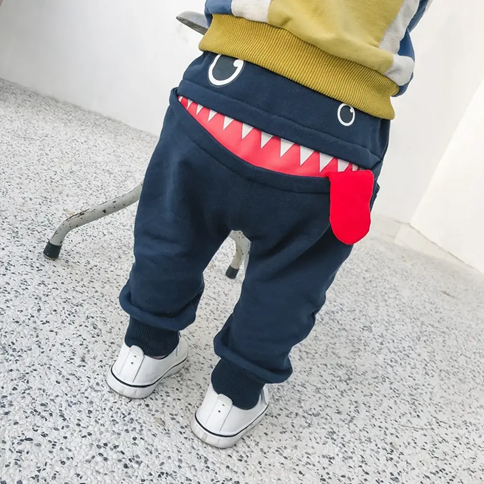 Thumbnail: Casual Baby Children Pants Toddler Boys Girls Cute Big Mouth Monster Trousers Co